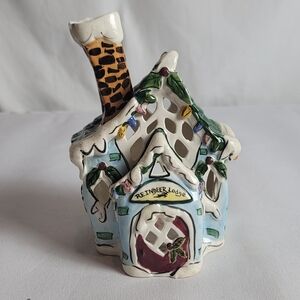 Reindeer Lodge Ceramic Holiday Decor with Multicolor Accents